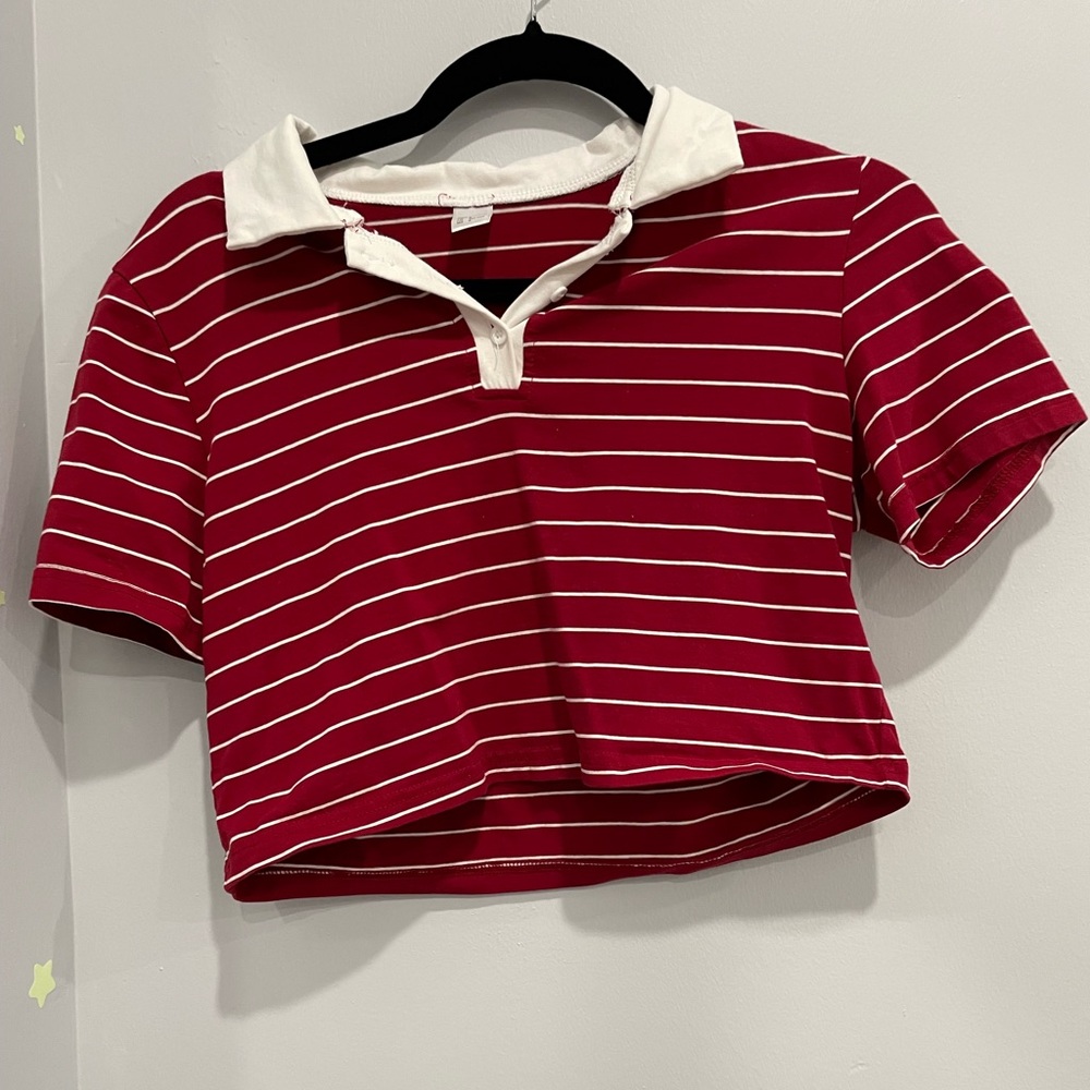 Red and White Striped Crop Top, Size XS
